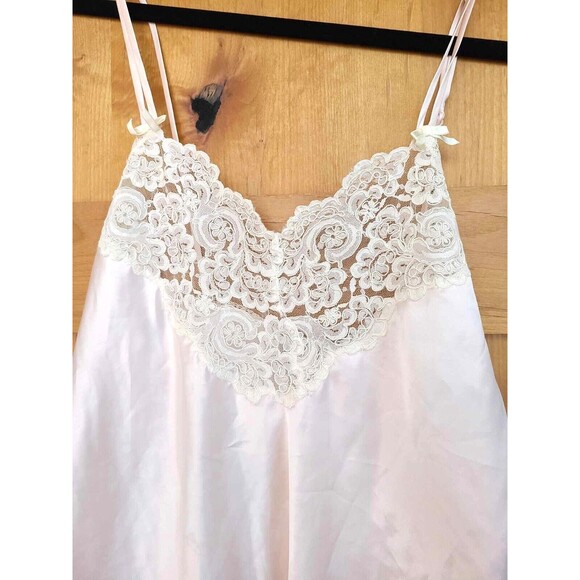 Vintage Y2K Coquette Girly Soft Girl Era Dainty Pink Satin Tank Top Lace MEDIUM - Picture 2 of 6